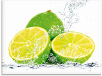Artland Glasbild "Limette mit Spritzwasser" Lebensmittel 1 Stk. tlg. in...