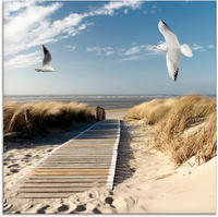 Artland Glasbild "Nordseestrand auf Langeoog mit M&ouml;wen" Strand 1 Stk. tlg. in