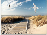 Artland Glasbild "Nordseestrand auf Langeoog mit M&ouml;wen" Strand 1 Stk. tlg. in