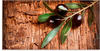 Art-Land Oliven vor einem Holzhintergrund 100x50cm (35772247-0)
