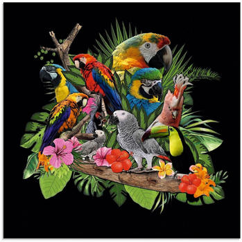 Art-Land Papageien Graupapagei Kakadu Dschungel 20x20cm (85045363-0)