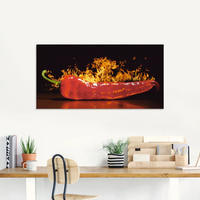 Artland Glasbild "Roter scharfer Chilipfeffer" Lebensmittel 1 Stk. tlg. in