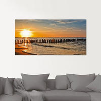 Artland Glasbild "Sch&ouml;ner Sonnenuntergang am Strand" Strand 1 Stk. tlg. in