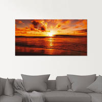 Artland Glasbild "Sch&ouml;ner Sonnenuntergang Strand" Gew&auml;sser 1 Stk. tlg. in