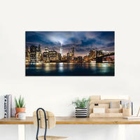 Artland Glasbild "Sonnenaufgang &uuml;ber Manhattan" Amerika 1 Stk. tlg. in verschiedenen