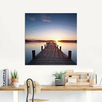 Artland Glasbild "Sonnenstrahlen - Sonnenuntergang" Gew&auml;sser 1 Stk. tlg. in