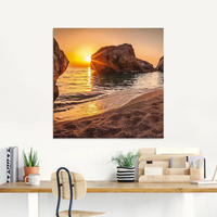 Artland Glasbild "Sonnenuntergang und Strand" Strand 1 Stk. tlg. in...