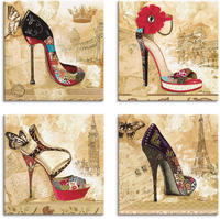 Artland Leinwandbild "Ver&auml;nderliche Zeiten Stiletto" Mode 4 Stk. tlg. 4er Set,