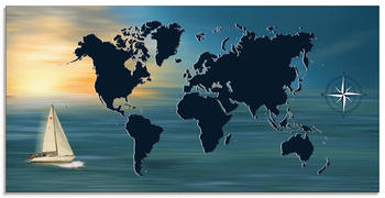 Art-Land Weltumsegelung mit Weltkarte 100x50cm (90489552-0)