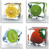 Artland Leinwandbild »Früchte im Eiswürfel«, Lebensmittel, (4 St.), 4er Set,