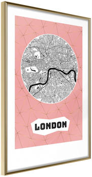 Artgeist City Map: London (Pink) 20x30cm goldener Rahmen Artgeist City Map: London (Pink) 20x30cm goldener Rahmen