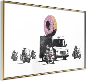 Artgeist Banksy: Donuts (Strawberry) 30x20cm goldener Rahmen