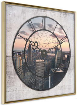 Artgeist City Clock (Square) 20x20cm goldener Rahmen