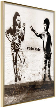 Artgeist Banksy: Rude Kids 20x30cm goldener Rahmen