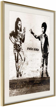 Artgeist Banksy: Rude Kids 30x45cm goldener Rahmen mit Passepartout