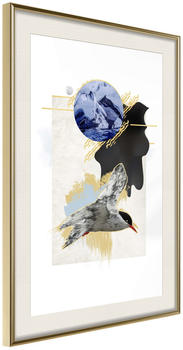 Artgeist Abstraction with a Tern 40x60cm goldener Rahmen mit Passepartout