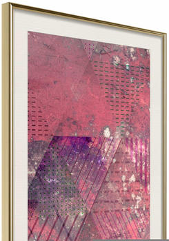 Artgeist Pink Patchwork III 30x45cm goldener Rahmen mit Passepartout