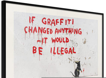 Artgeist Banksy: If Graffiti Changed Anything 30x20cm schwarzer Rahmen mit Passepartout