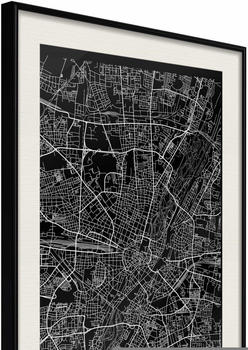 Artgeist City Map: Munich (Dark) 20x30cm schwarzer Rahmen mit Passepartout