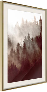 Artgeist Forest Fog 20x30cm goldener Rahmen mit Passepartout