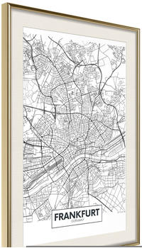 Artgeist City map: Frankfurt 20x30cm goldener Rahmen mit Passepartout