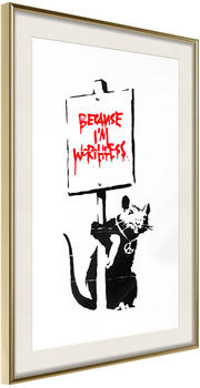 Artgeist Banksy: Because Iâ€™m Worthless 20x30cm goldener Rahmen mit Passepartout