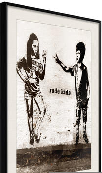 Artgeist Banksy: Rude Kids 40x60cm schwarzer Rahmen mit Passepartout