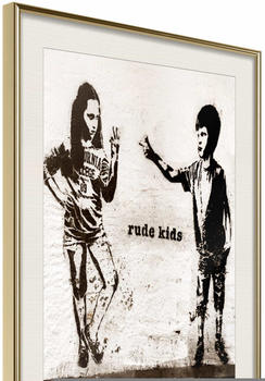 Artgeist Banksy: Rude Kids 40x60cm goldener Rahmen mit Passepartout