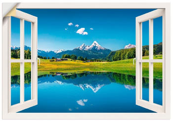 Art-Land Fensterblick Alpen und Bergsee 130x90cm (93028311-0)