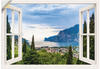 Art-Land Gardasee durchs weiße Fenster 130x90cm (56833239-0)