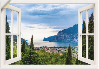 Art-Land Gardasee durchs weiße Fenster 130x90cm (56833239-0)