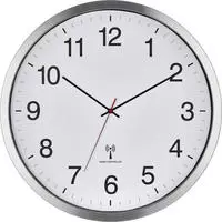 TFA Dostmann 60.3548.02 Funk Wanduhr 508 mm x 65 mm Wei&szlig;, Silber Gro&szlig;es Display