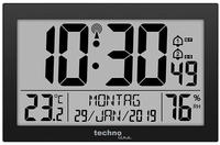 Technoline Wanduhr WS 8016 Kunststoff, digital, Funkuhr, 22 x 14 cm, schwarz, mit