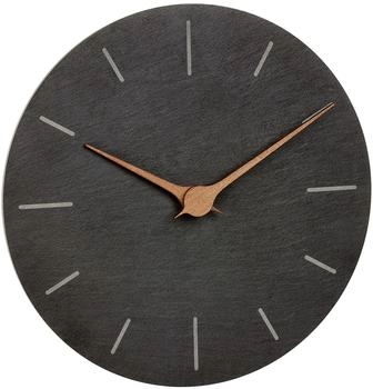 TFA Dostmann Quarz Wanduhr Schiefer mit Holz Zeigern, lautlos (60.3068.10)