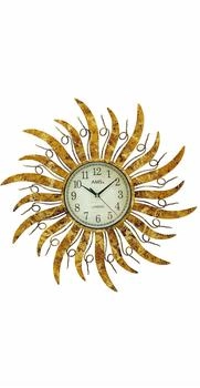 AMS Quarz-Wanduhr Sonne altgoldfarben / altkupferfarben (W9639)