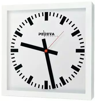 Peweta Funk-Wanduhr 40x40 Standard Netzbetrieb Zifferblatt DIN-Balken (52.370.421)