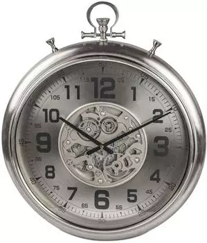 Formano Wanduhr "Silver" mit beweglichen Zahnr&auml;dern, Metall, 52x60cm