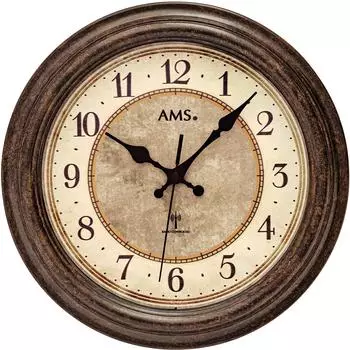 AMS 5544 Funk-Wanduhr analog, Kunststoff, braun, &Oslash; 28cm (5544)