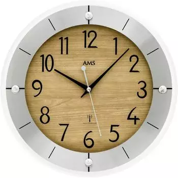AMS Funk-Wanduhr Aluminium, arabische Ziffern, 31cm (5592)