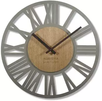 flexistyle Adulto Wanduhr Eichenholz, lautlos, grau, 50cm (z219-1/1ad-d9-x)
