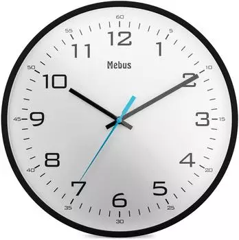 Mebus Wanduhr analog, Kunststoff, schwarz, &Oslash; 30cm (16247)