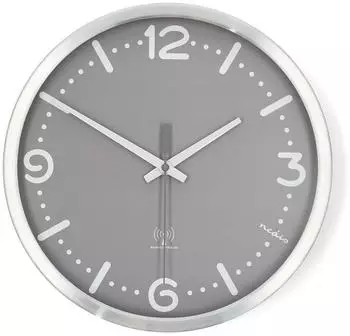 Nedis Funk-Wanduhr lautlos, grau, analog (CLWA7226SS)