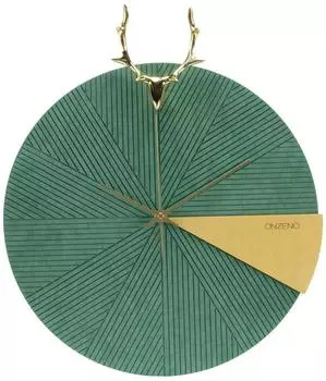 ONZENO Wanduhr „The Turquoise Deer" lautlos, Metall/Holzwerkstoff, 40x47cm