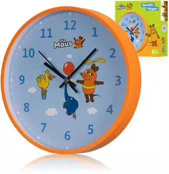 Die Maus Kinderwanduhr Elefant-Motiv &Oslash; 25 cm Blau