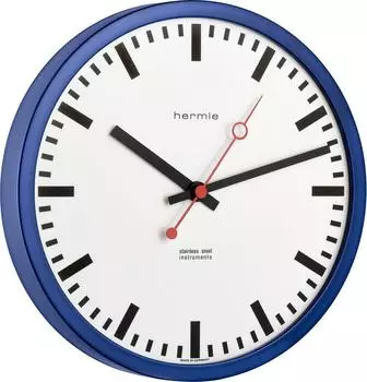 Hermle Bahnhofsuhr Quarz, blau, Ø 30cm (30471-Q72100)