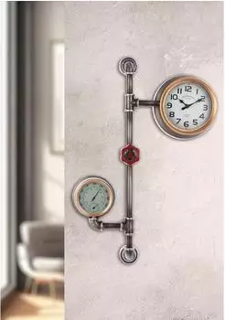 Gilde Wanduhr Abola Silberfarben 60 cm x 42 cm
