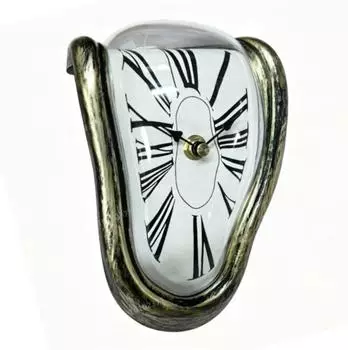 Relaxdays Wanduhr ABS Polystyrol Bronze Surreal Batteriebetrieben