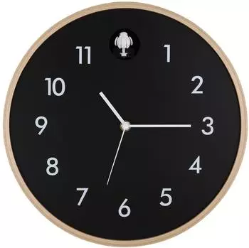 Globo Kuckucksuhr CLOCKY analog, Holz, schwarz, Ø 31,5cm (44302224-0)