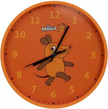 Die Maus Kinderwanduhr Maus-Motiv Ø 25 cm Orange