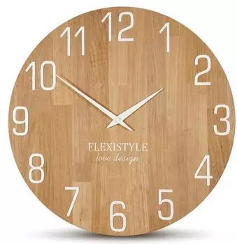 flexistyle Wanduhr Eiche wei&szlig;, lautlos, 50cm (z228-d-2-50cm)